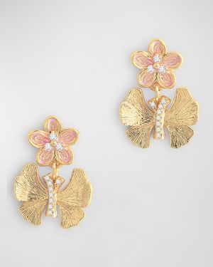 Butterfly with Enamel Flower Earrings