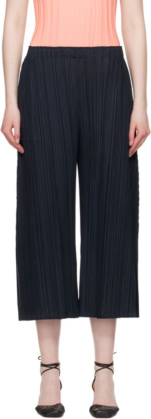 PLEATS PLEASE ISSEY MIYAKE Navy Mellow Pleats Trousers