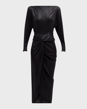 Oceanna Metallic Twist-Front Dress