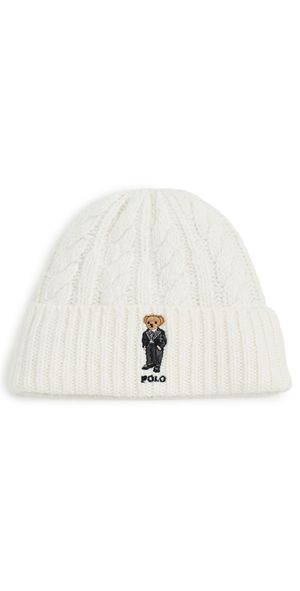 Polo Ralph Lauren Cable Tux Bear Beanie Cream One Size