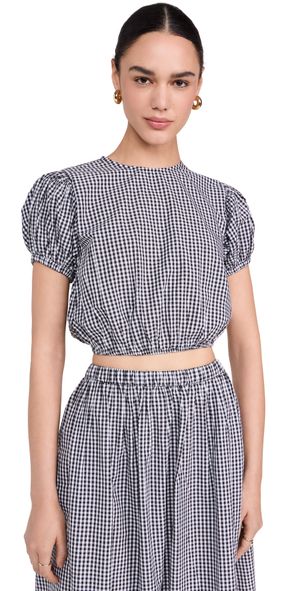 Playa Lucila Short Sleeve Top Black Gingham XS