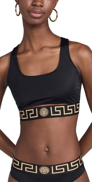 Versace Lycra Vita Recycled New Logo Bikini Top 1B000-Black 5