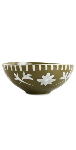 Carolina K Handpainted Green Flower Bowl Green One Size