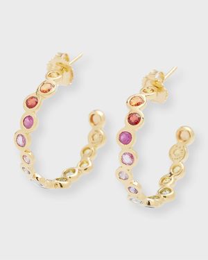 18K Starlet Huggie Earrings with Rainbow Sapphires