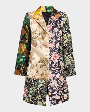 Patchwork Floral Jacquard Coat