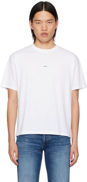 A.P.C. White Boxy Printed Micro Logo T-Shirt