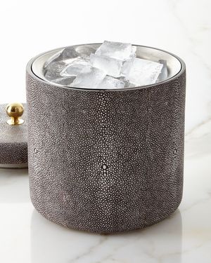 Faux Shagreen Ice Bucket, Chocolate