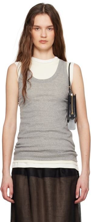 Jil Sander Gray & Off-White '3 Layers' Tank Top Set