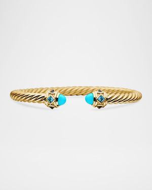 Renaissance Cable Bracelet with Gemstones in 18K Gold, 5mm