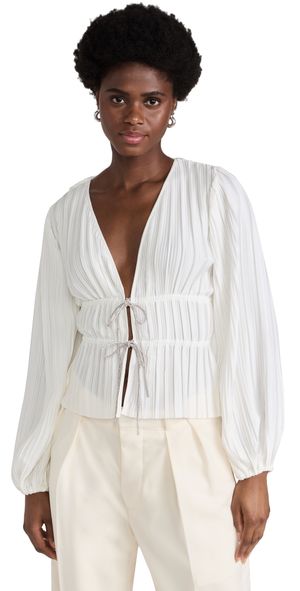 WAYF Tie Front Blouse Ivory M