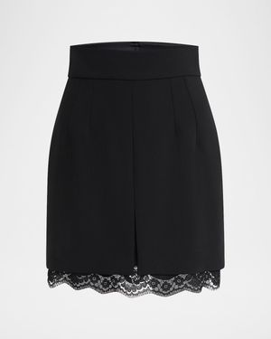 Lana Double Crepe Lace-Trim Mini Skirt