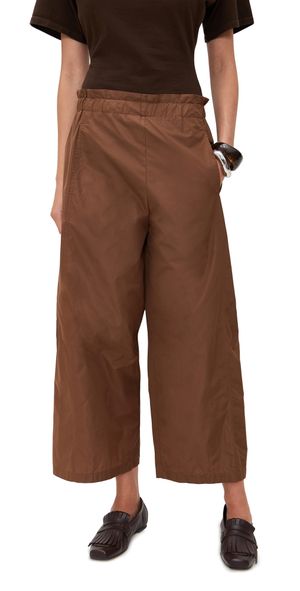 MEIMEIJ Taffeta Pants with Elastic Waist Brown 42