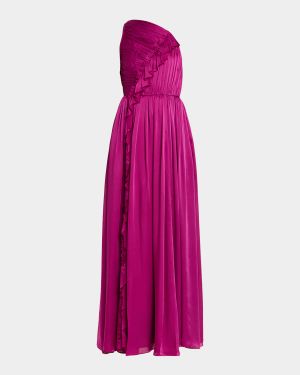 Aisha Asymmetric Silk Chiffon Gown