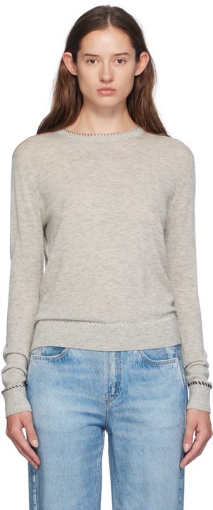 rag & bone Pull Indie gris à col ras du cou