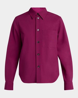 Fine Viscose Silk Twill Button-Down Shirt