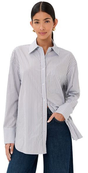 TWP Big Joe Button Down Top Baby Blue/Chocolate/Khaki XS/S