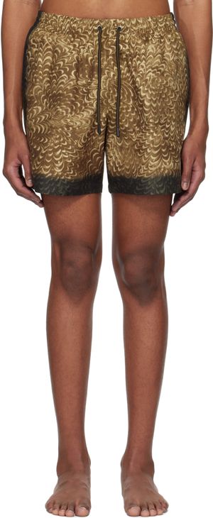 Dries Van Noten Khaki Printed Swim Shorts