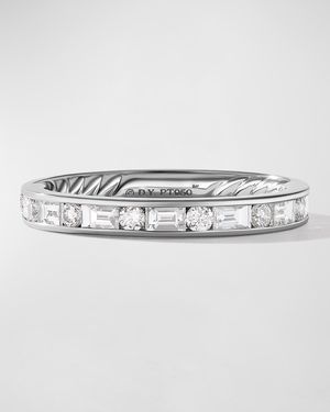 Eden Alternating Baguette Diamond Wedding Band Ring in Platinum