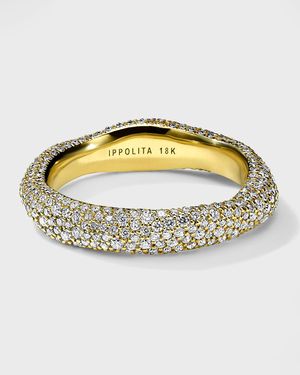 18K Rose Gold Stardust Large Flower Ring with Diamonds, Size 7