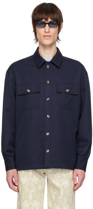 Drôle de Monsieur Chemise 'La surchemise laine' bleu marine