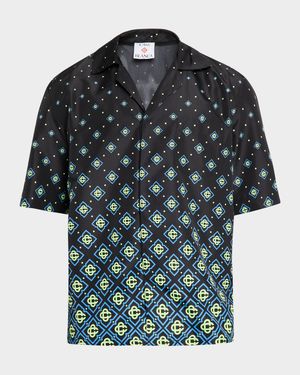 Men's Gradient Monogram Short-Sleeve Shirt