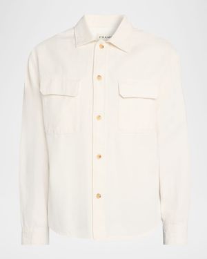 Men's Linen Double-Pocket Button-Down Shirt