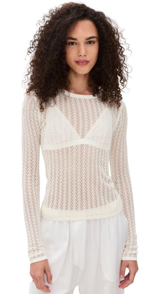 White & Warren Paperfine Lace Stitch Top White S
