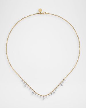 14K White and Yellow Gold Diamond Bujukan Droplet Necklace