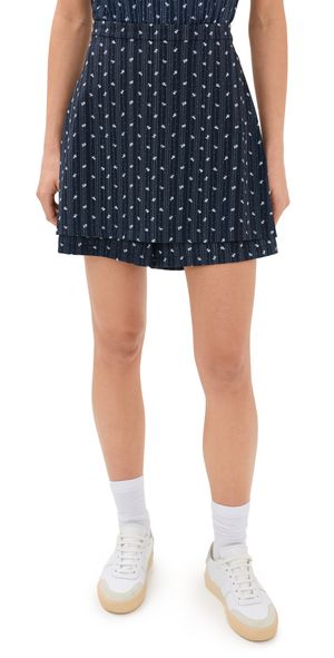 Byrdie Golf Social Wear Hamptons Hi Low Skirt Navy/White Floral L
