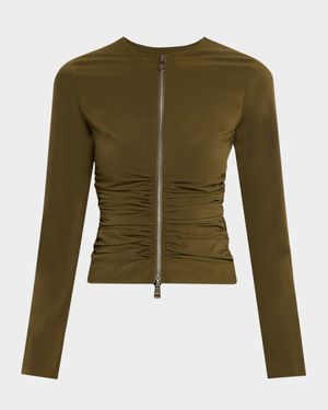 Ruched Zip-Front Top