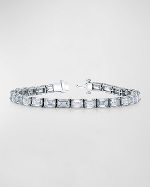Platinum East-West Prong-Set Diamond Tennis Bracelet, 9.50tcw, 7"L
