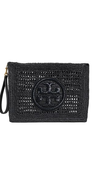 Tory Burch Ella Crochet Pouch Black One Size