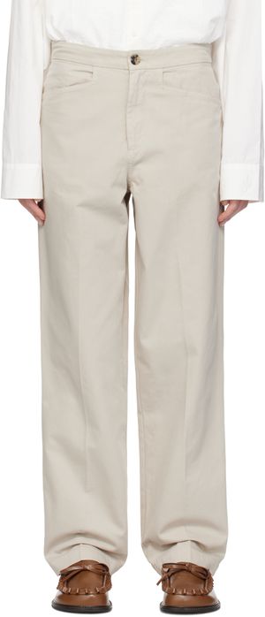 JW Anderson Beige Straight Leg Button Detail Trousers