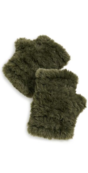 Jocelyn Faux Fur Mandy Mittens Olive One Size