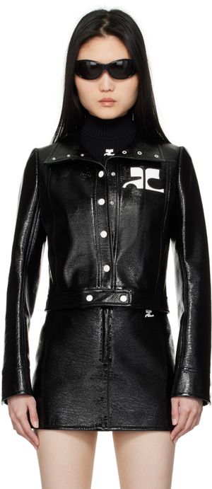 Courrèges Black Reedition Vinyl Jacket