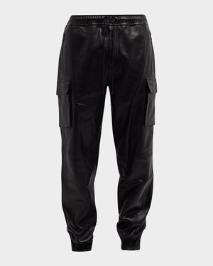 Men's Leather Cargo Pants