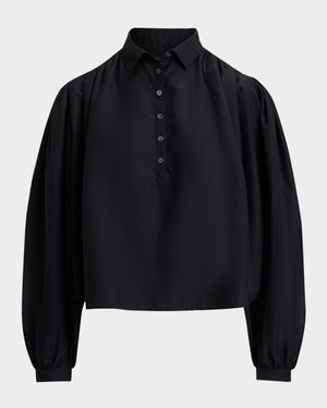 Pleated Cotton-Silk Shirt