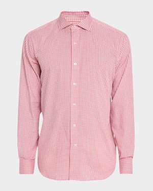 Men's Capri Cotton Mini-Plaid Sport Shirt