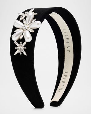 Annie Crystal Cluster Velvet Wide Headband
