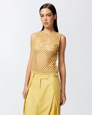 Pinko - Crochet top - Taille L - Jaune
