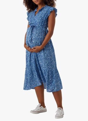 Mamalicious - Robe midi en viscose imprimée - Taille XL - Bleu