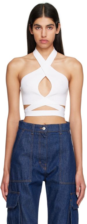 MSGM White Wrap Tank Top