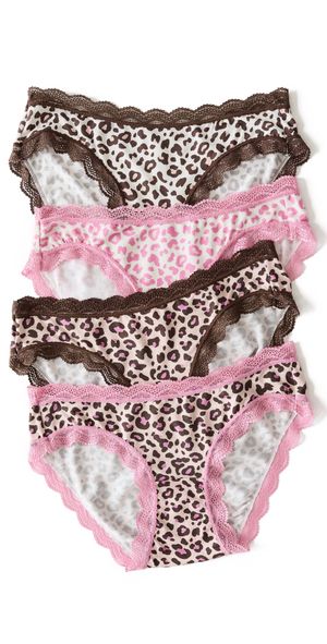 Stripe & Stare Original Knicker Four Pack Panties Liquorice Leopard XS