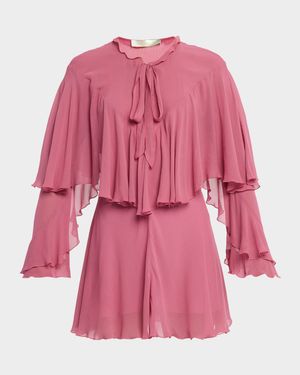 Liraine Ruffle Cape Mini Dress