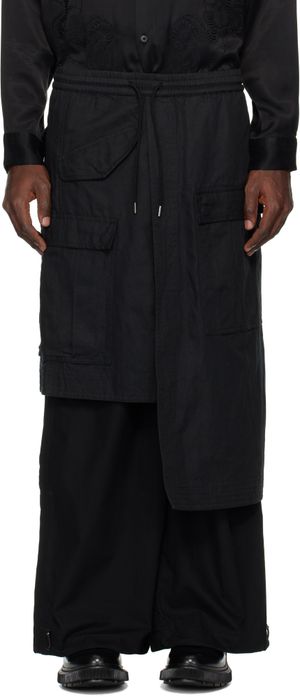 Maharishi Black Asym Hakama Track Cargo Pants
