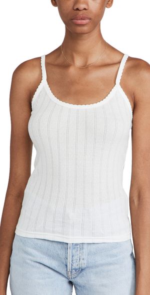 Leset Pointelle Classic Tank Top White L