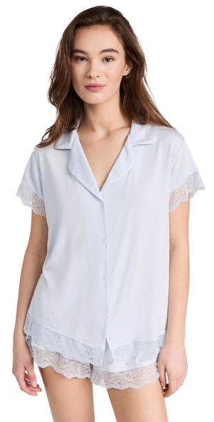 Eberjey Malou Short Pajama Set Ice Blue L