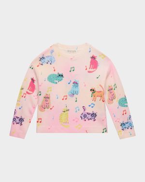 Girl's Cat Gradient Sweater, Size 2-10