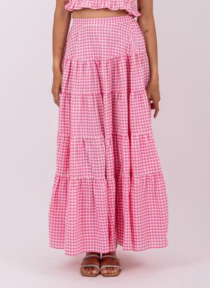 Sundress - Jupe longue froncée à motifs - Taille M - Rose