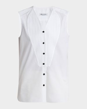 Caylee Sleeveless Poplin Tux Top